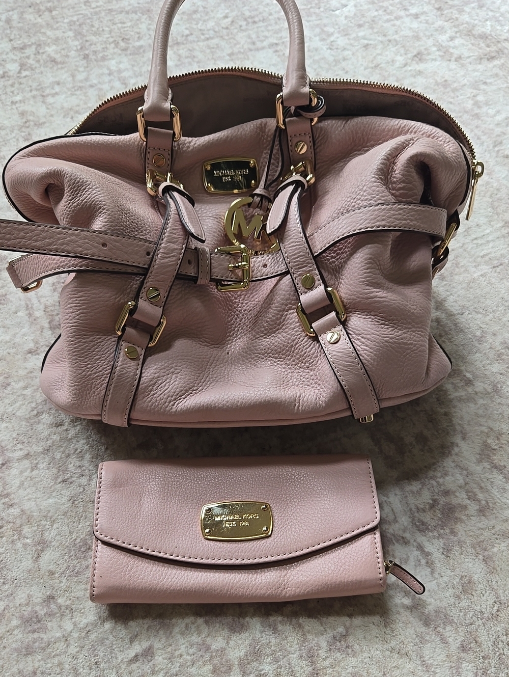 Michael Kors Pink Pebbled Leather Tote with Matching Wallet